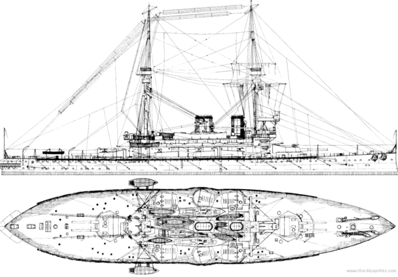 Корабль HMS Lord Nelson [Battleship] (1908) - чертежи, габариты, рисунки